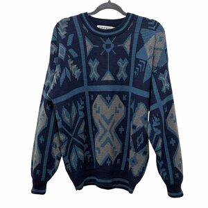 Vintage Grandpa Geometric Crewneck Sweater - 80’s - Great Condition - XL
